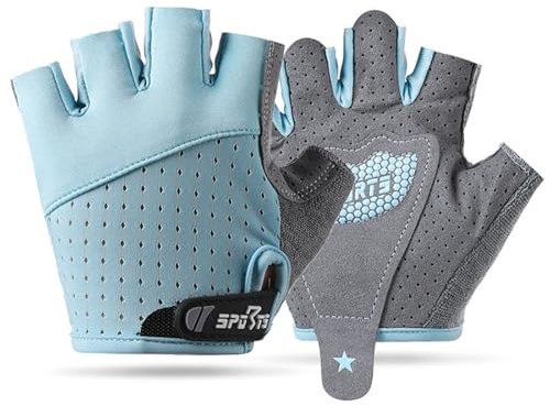 FYting Fahrradhandschuhe Kinder,Reithandschuhe Kinder,Fingerlose Handschuhe,Bequeme Atmungsaktive, Schutzpalmen für Eislauf, Roller,Sportarten Im Freien, Sportunterricht(Blau,M)