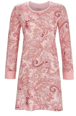 Ringella Damen Langarm Nachthemd, Baumwolle-Modal-Mix, Single Jersey | Rundhalsausschnitt, Paisley-Dessin, weich & hautfreundlich