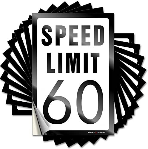 Lot de 10 autocollants amusants pour voiture Limite de vitesse 60 km/h (8 x 12 cm)