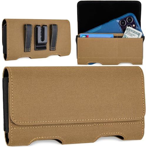 Gcepls Handy Tasche mit Gürtelschlaufe, Magnetverschluss Handytasche Kartenhalter Wallet, Handgemachter Nylon Handyhalter für iPhone 16 15 14 13 12 Pro, Galaxy S25 S24 S23 S22 S21