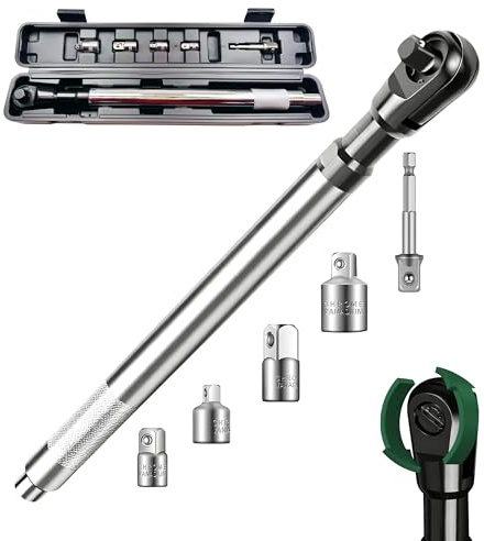 KCTXIPE Offset Extension Wrench for electric drill,1/2 Drive Impact Wrench Extender with 3/8,1/4 Drive Adapters for Tight Spaces packing in blew case