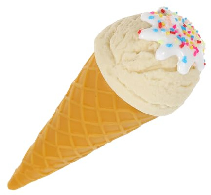 LOLIPPYY Realistisches Eiswaffel Dessertmodell aus Kunststoff Weiße Eiscreme Dekoration für Schaufenster Fotorequisiten und Ladendekor Lebensechte Kleiner Eiswaffel für Mädchen und Jungen