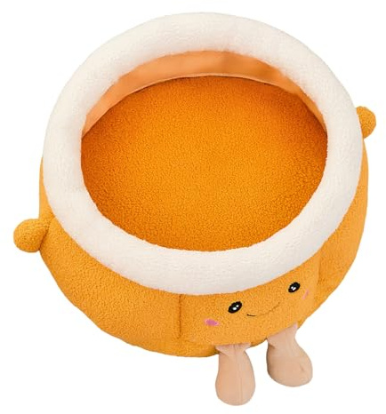 Yplkm Lit Maison pour Chat - Doux Et Mignon en Forme d'orange Meuble pour Animal - Lit Caverne pour Chien,Intérieur Extérieur Hiver Voyage Voiture Camping Bureau Chevet Fenêtre Chaise Canapé