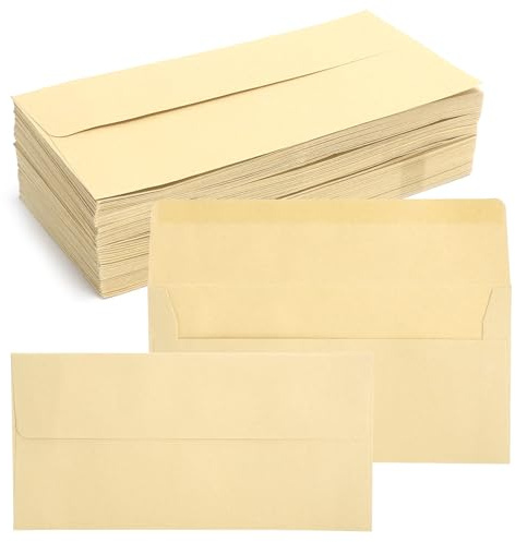 100 Buste da Lettera in Carta Kraft senza Finestra,Formato DL 22x11 cm 100 g/m² Buste Vintage incollaggio a umido per Inviti di Nozze Biglietti di Auguri Ufficio e Fai-da-te Ecologiche