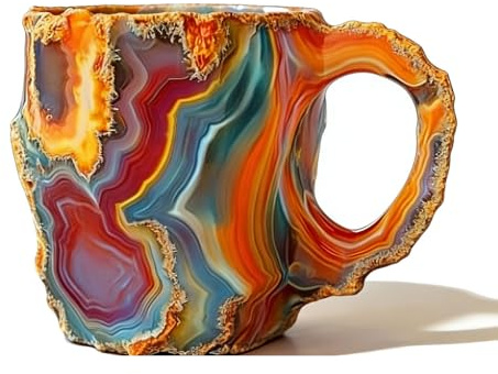 Genérico Tazas De Café De Cristal Mineral, Tazas De Café De Roca Mineral 3D Natural Con Asa, Vasos Elegantes De Colores, Taza De Café De Cristal Mineral Para Regalo En Casa Y En La Oficina (#l)