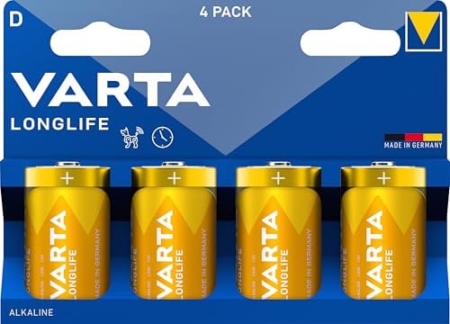 Varta Batterie Alkaline, Mono, D, LR20, 1.5V Longlife, Retail Blister (4-Pack)