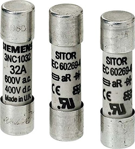 Siemens Indus.Sector Zylindersicherungseinsatz 3NC1010 10A,600V AC/400VDC Zylindrische Sicherung 4011209569898