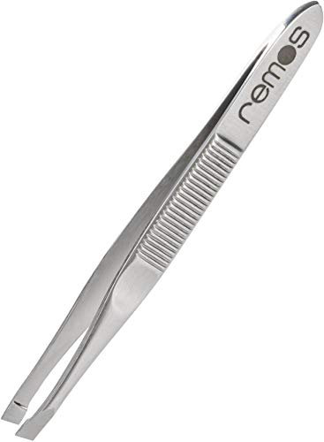 REMOS Pince à épiler en acier inoxydable avec pointe inclinée - 8 cm