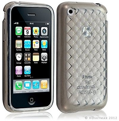 BFA Housse étui Coque en Gel Transparent pour iPhone 3 g/3Gs Motif Damier Couleur Gris