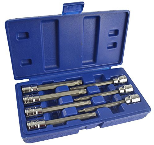 3/8 Drive Extra Long Male Spline Bit Triple Square Sockets M4 - M10 7pc Set