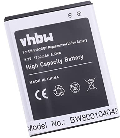 vhbw Batterie Compatible avec Samsung Galaxy R GT-i9103, EK-GC100Z, S2 Plus GT-i9105 téléphone Portable (1750mAh, 3,7V, Li-ION) - Remplacement pour EB-F1A2GBU, EB-F1A2