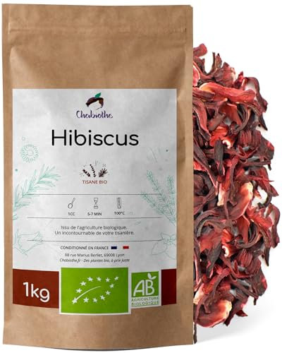Chabiothé - Fleurs d'Hibiscus BIO séchées 1 kg (Bissap, Karkadé) - conditionné en France