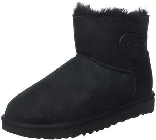 UGG Female Mini Bailey Button II Classic Boot, Black, 7 (UK)