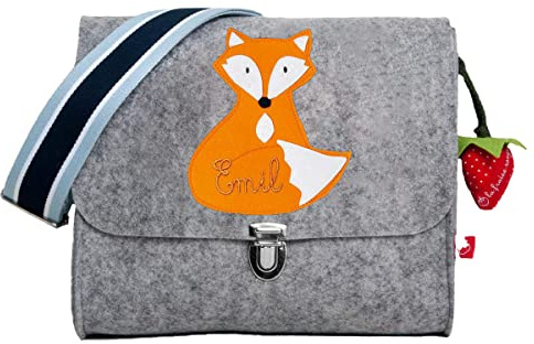 Kindergartentasche mit Namen Fuchs Filztasche für jungen und Mädchen von la fraise rouge
