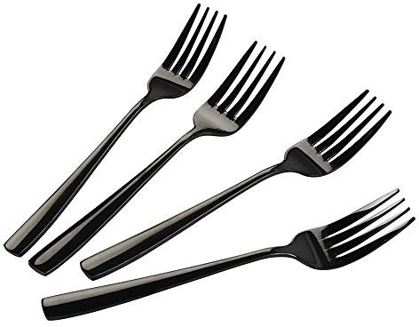 Teyyvn Set di 16 forchette da dessert in acciaio inox nero