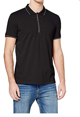 Armani Exchange Herren Hidden Buttons, Stretch Cotton Poloshirt, Schwarz, XL