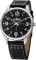 Thunderbirds Armbanduhr Echt Leder Uhr 42 mm 3ATM Miyota 2035 schwarz weiß Fliegeruhr Flieger (schwarz)