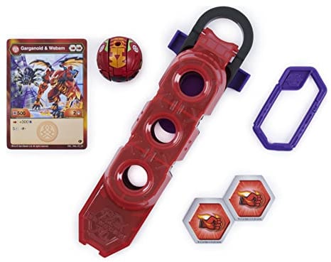 BAKUGAN Baku-Clip Aufbewahrungszubehör für Kinder, mit exklusivem Garganoid X Webam, für Kinder ab 6 Jahren, Rot