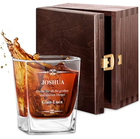 Maverton Vaso Grabado de Cristal 250 ml - Decoracion Hogar Distinguida para Whisky- Regalos Originales para Hombre - Regalo Hombre Elegante - Ideal para Ocasion Especial- Cumpleaños - Recuerda