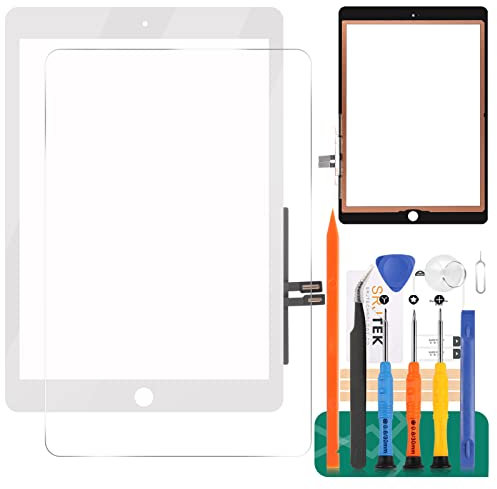 Écran tactile numériseur de rechange pour iPad 9.7 2018 A1893 A1954, kit de pièces de réparation pour écran tactile 6ème génération, avec verre trempé + outils (pas LCD, sans bouton d'accueil) (blanc)