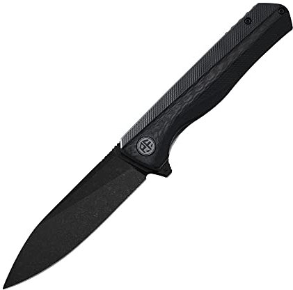 Petrified fish PF818 Klappmesser, 3.54 D2 Satin Klinge G10 Griff, Mit Kugellager EDC Taschenmesser (Carbon Fiber Black Stonewashed)