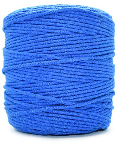 Premium Royal Blue Macrame Cord, 200 m / 656 ft of 3 mm Thick Natural Cotton Thread Yarn Macrame Rope for Wall Hangings, Plant Hangers, DIY Crafts, Home Decorations, Gift Wrapping (Reel)
