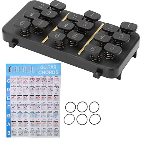 Gitarren-Lernsystem, Kunststoff, 18 Tasten, Gitarrenhilfe, Akkord-Werkzeug, C, D, G, A-Taste, Geschenk, klarer Ton, mit Tabelle für das Training für den Unterricht für Anfänger