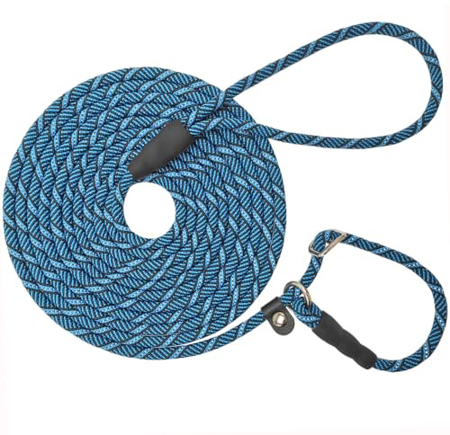 SEPXUFORE Reflektierende Lange Retrieverleine, Anti-Erstickung, 3,6 m, 9,2 m, 15 m, Trainingsleine für mittelgroße Hunde, kleine Welpen, Haustiere (6 m, blau)