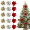 FainFun Fiori di Natale Glitter Poinsettia, 15 Pezzi 14 * 14CM Ornamenti Albero di Natale Fiori Oro Rossi Argento, Fiore Stella di Natale per Albero,Decorazioni (Oro, Rosso, Argento)