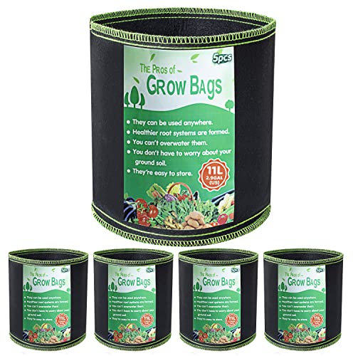 Growerz 11L (DIA25 x H22cm) Fabric Grow Pot – Durable Non-Woven PET Plant Container for Air Pruning, Root Health & Drainage – Reusable Pot for Indoor/Outdoor Gardening