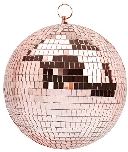 Mirror Ball, MUZTOP 8 Inch Disco Ball with Hanging Ring, Light Mirror Ball for Disco Parties DJ Stage Wedding Christmas Home Decor, Rose Gold