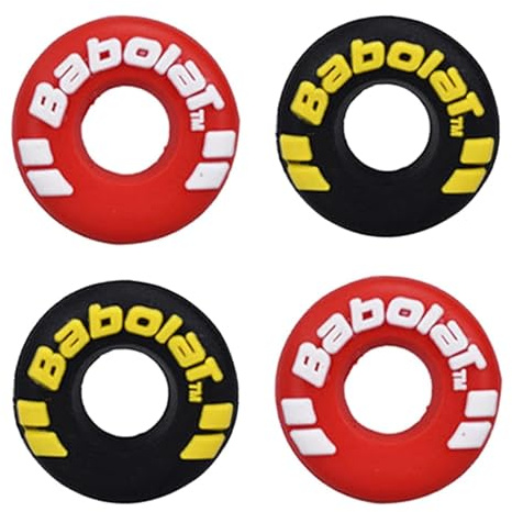 XIXILINRUIYUN 4 Piece Rubber Tire Shape Vibration Dampener Perdurable Tennis Racket Shock Absorber Soft Tennis Accessory Great for Tennis Players (Black&red)