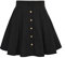 Acramy Damen Basic Solid Rock Hohe Taille Kurz Faltenrock A-Linie Rock mit Knöpfen (S, Schwarz)