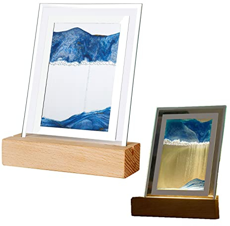 zalati Moving Sand Nachtlicht 3D Sand Meer LED Licht Sandlandschaft Kunst Malerei für Haus und Büro Dekorationen - Blau