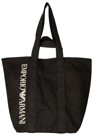 Emporio Armani Unisex Unisex Logo Shopping Beach Bag, BLACK, One Size