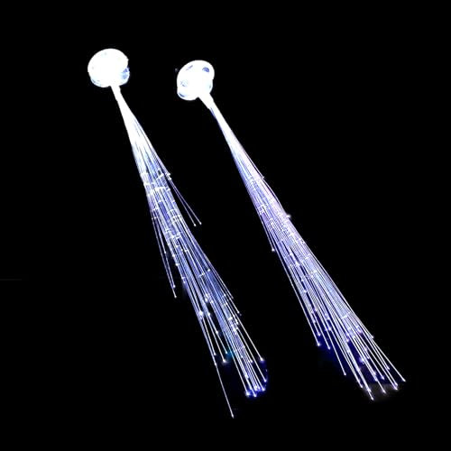 2 Stück LED Party Haarsträhnen mit leuchtenden Glasfasern Engelshaar Weihnachten Engel Hairextensions Haarschmuck Haarclip Karneval Junggesellinnenabschied Volksfest Hochzeit Kindergeburtstag (weiß)