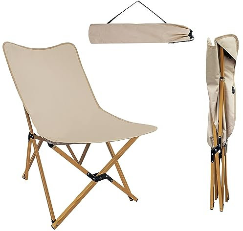 Crystals Klappbarer Butterfly-Stuhl, Faltbarer Liegestuhl für den Strand, Butterfly-Stuhl aus beigem Segeltuch, Sonnenliege für den Strand mit zusammenklappbarer Struktur und abnehmbarem Segeltuc