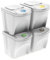 Set de 4 cubos de basura KEDEN SORTIBOX papelera reciclaje, blanco roto, volumen 4x25L