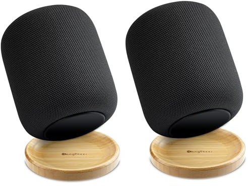 Aokicase Compatible with Apple HomePod 1 / HomePod 2 Holder Desktop Stand Wooden Holder Accessories, Speaker Accessories Rack (Apple HomePod 1 / HomePod 2, Bamboo Style) 2 Pieces