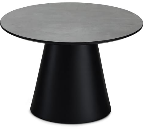 Furnhouse Tango Couchtisch Ø60 cm Dunkelgrau Marmoroptik – Skandinavisches Design, FSC®-Zertifiziert, Beistelltisch mit Mittelfuß, MDF & Melaminoberfläche, Modern & Minimalistisch für Wohnzimmer