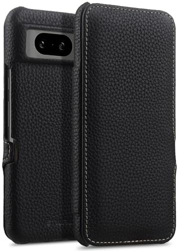 STILGUT Book Case kompatibel mit Google Pixel 8 Hülle aus Leder mit Clip-Verschluss, Lederhülle, Klapphülle, Handyhülle - Schwarz, (GGPX8DJ3STBK)