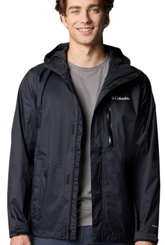 Columbia Herren Pouring Adventure Jacket Wasserdichte Regenjacke, Schwarz, L EU