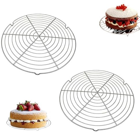 2 Pièces Grille de Refroidissement Grille de Cuisson Ronde Grille Pâtisserie Refroidir en Acier Inoxydable pour Vapeur Cuisson Gâteau Four(30cm)