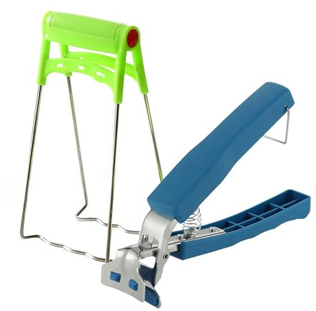 2 Pcs Dual-Colour Heat-Resistant Kitchen Holders, Stainless Steel Pan and Bowl Clips, Anti-Scalding Cooking Tools for Food Enthusiasts, Durable Green and Blue Accessories