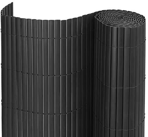 INMOZATA PVC Garden Screening, Weatherproof Privacy Fence Screening 1.2m High x 3m Wide, Grey Privacy & Protective Screens for Garden, Balcony and Terrace with Fixed Accessories