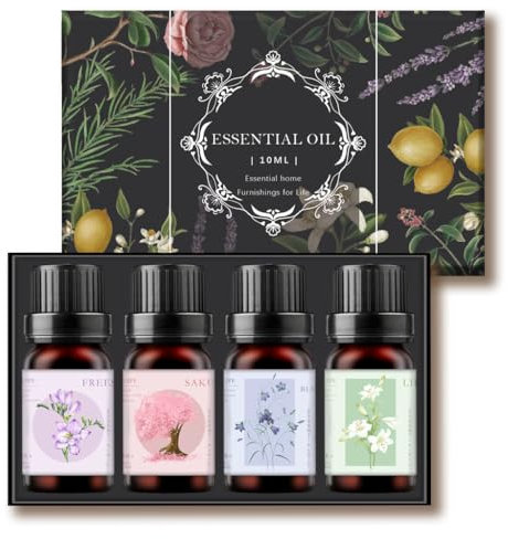 Essential Oils Set, Essential Oils for Diffusers for Home 4×10ml, Aromatherapy Oil Fragrance Oil for Diffuser, Home, Candle, Soap Making, Fragrance Set Includes Gardenia, Lavender,Rose,Jasmine