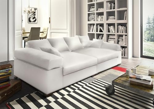 Fun Möbel Big Sofa Couchgarnitur Megasofa Riesensofa Arezzo Kunstleder Madryt (Weiß)