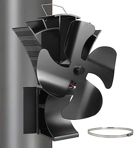 Ventilateur de poêle 3 en 1 avec aimant, ventilateur à bûches avec bande réglable, 4 pales pour tuyau de cheminée, dessus de poêle à bois, ventilateur silencieux et efficace pour une distribution