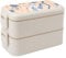 DJUETRUI Bento Box Adult Lunch Box Double Insulated Boxes Reusable Bento Lunch Box White Porcelain Teapot Leak-Proof Lunchbox for Dining Out Work Picnic