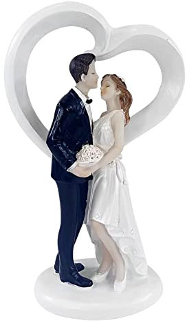 Tortenaufsatz, Braut und Bräutigam Figuren, Kunstharz Paar Statue Tortenfigur, Hochzeitspaar Figur Hochzeitstorten Dekoration, Dekofigur Brautpaar Hochzeitstorte Deko Hochzeitsgeschenke, 11,5 x 8,5 cm
